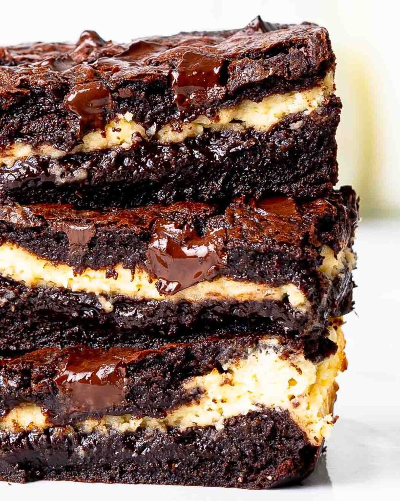 Fudgy cheesecake brownies are two desserts in one.